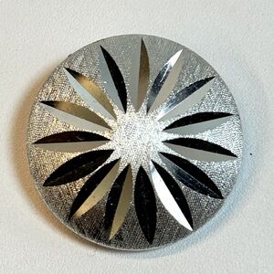 Vintage silver tone scarf clip domed engraved floral design MCM